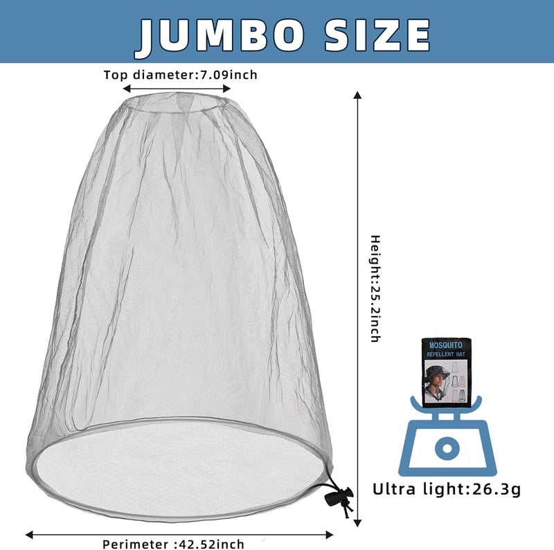 JayruiMice 2 Pack Ultra Large Mosquito Net 42x25 Inches Mosquito Head Net Oversized Insect Netting Bug Fits Most Hats for Gardening Hiking Fishing Traveling(Gray+Black) - Image 2